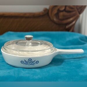 Vintage Corning Ware Cornflower Blue P~83~B 6 1/2” Pan/Skillet & Pyrex Glass Lid